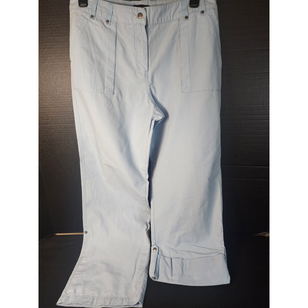 New York & Company Light Blue Cotton Ripstop Cargo Pants Womens 12 Utility